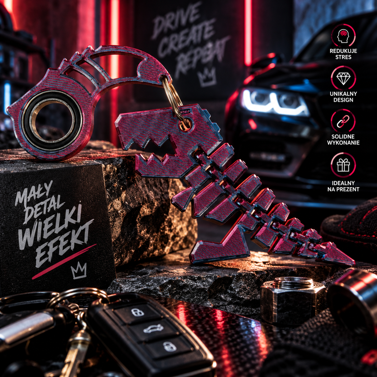 Flexi T-Rex Midnight – zabawka na brelok