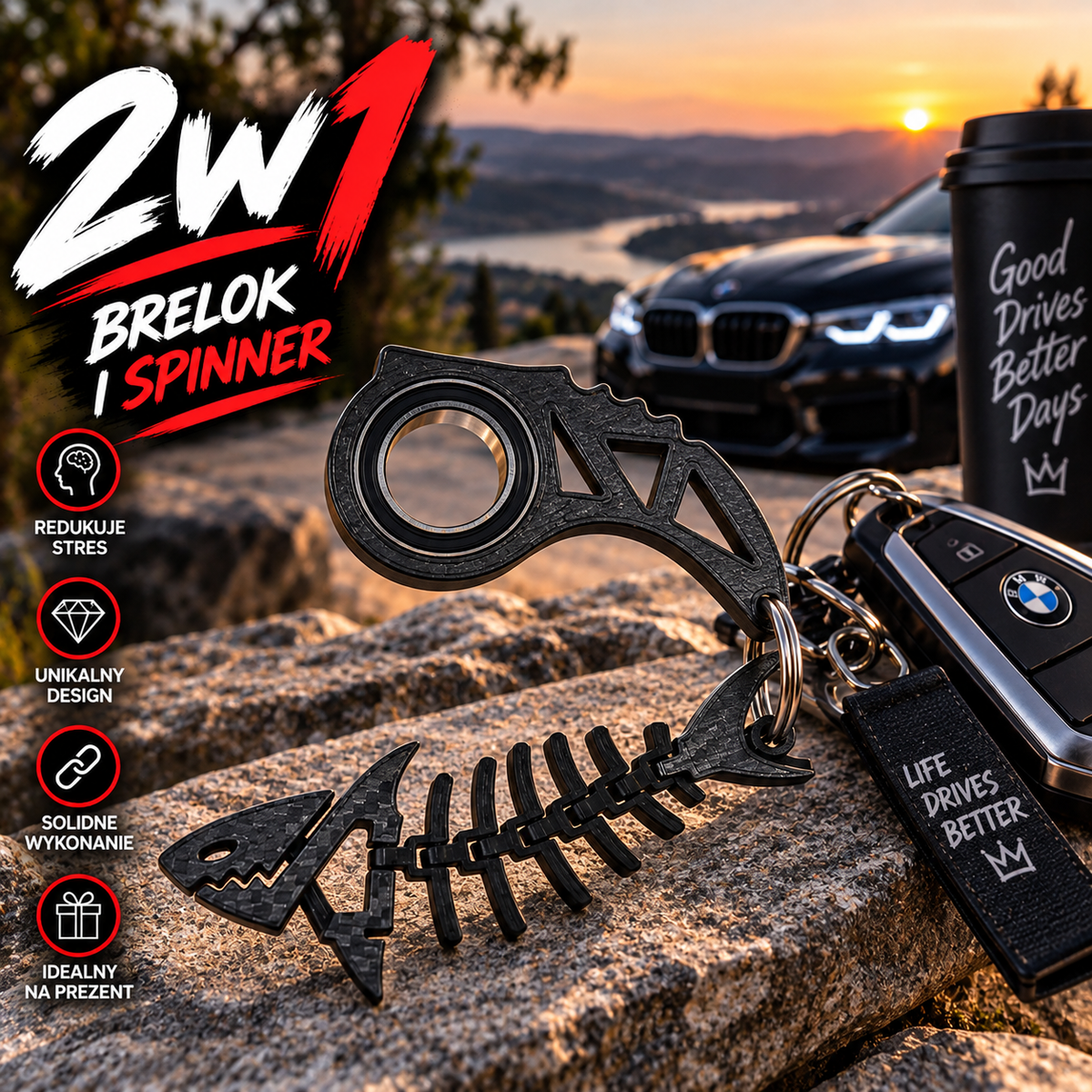 KeySpinner Rybka Carbon – brelok spinner