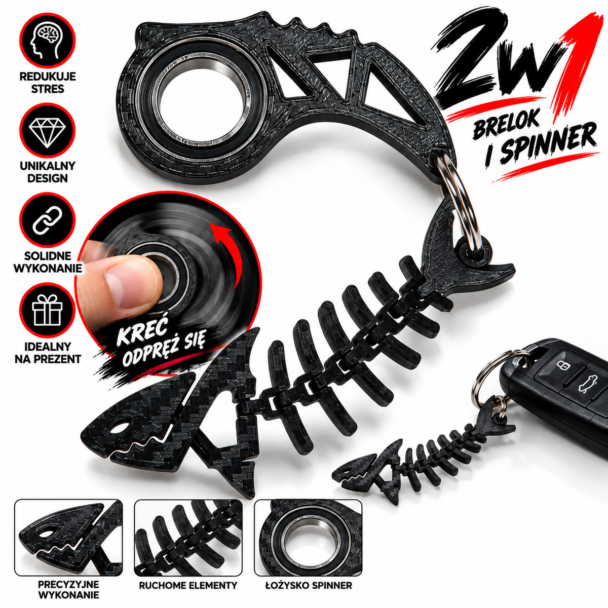 KeySpinner Rybka Carbon – brelok spinner