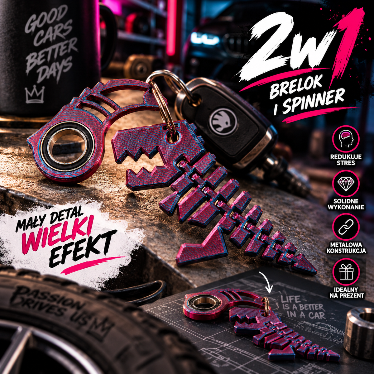 Flexi T-Rex Midnight – zabawka na brelok