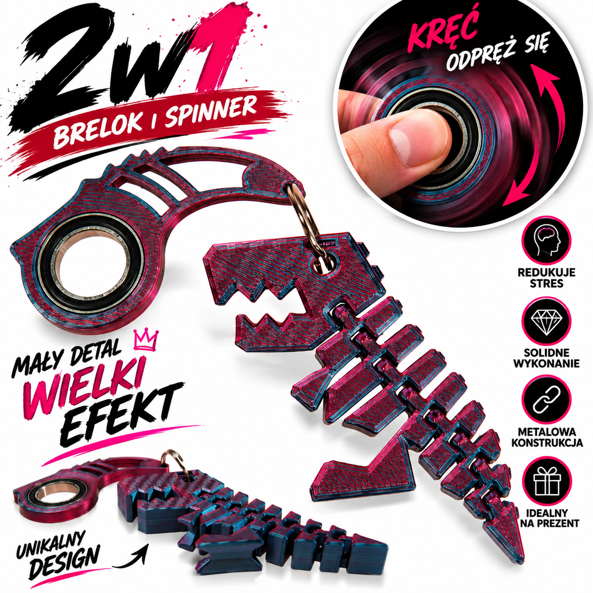 Flexi T-Rex Midnight – zabawka na brelok