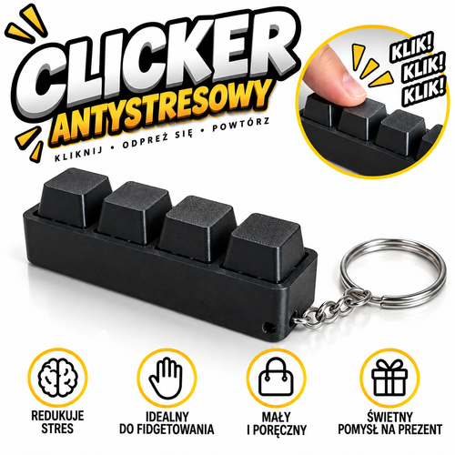 Clicker Antystresowy 4-Klawiszowy brelok fidget